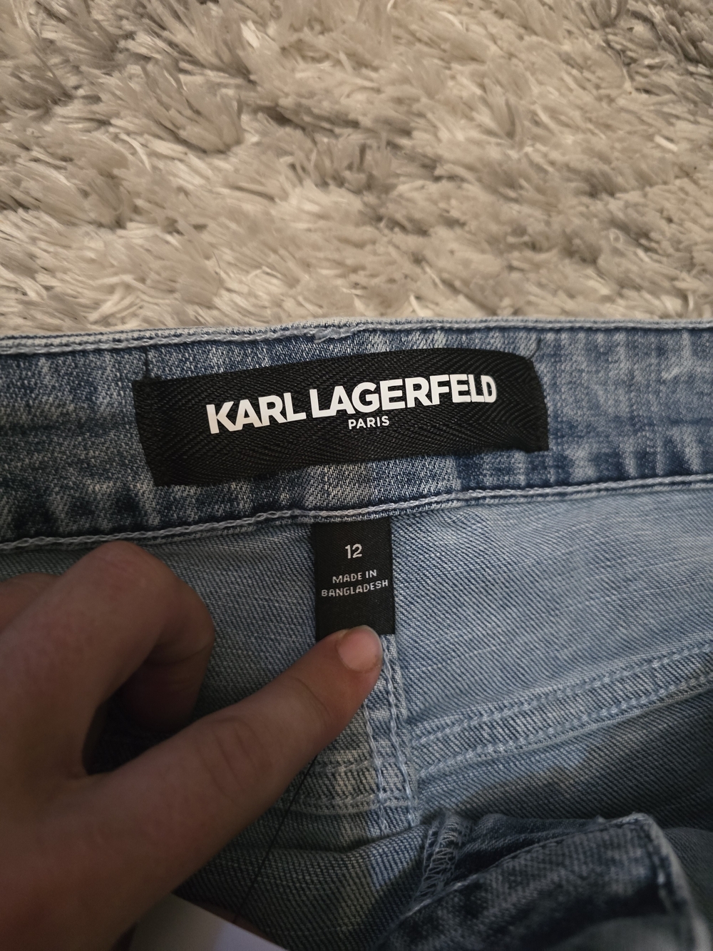 Karl Lagerfeld Light Blue Cropped Jeans with Sparkle Cuffs - Picture 3 of 6